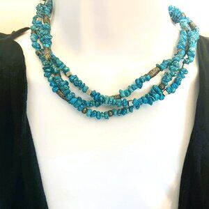 Turquoise Triple Strand Necklace Contemporary NWT